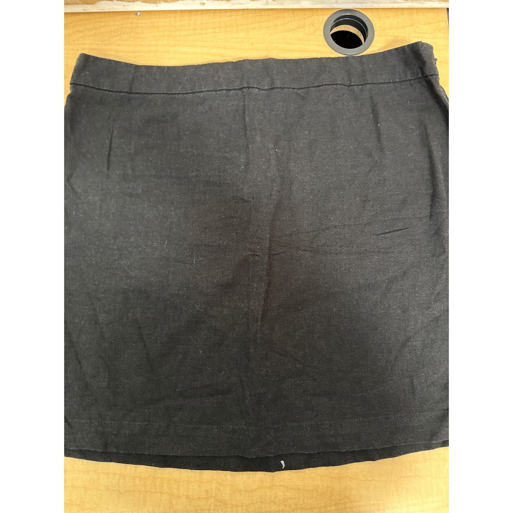 Old Navy Black Linen Blend Mini Skirt Size L Elastic Back Side Zip